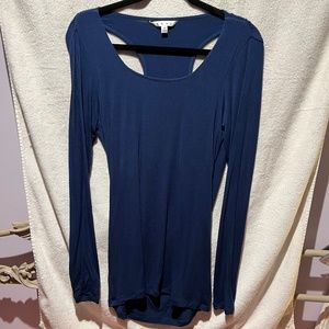 CAbi Style 585 Navy Blue Draped Back Long Sleeve Top, Size M